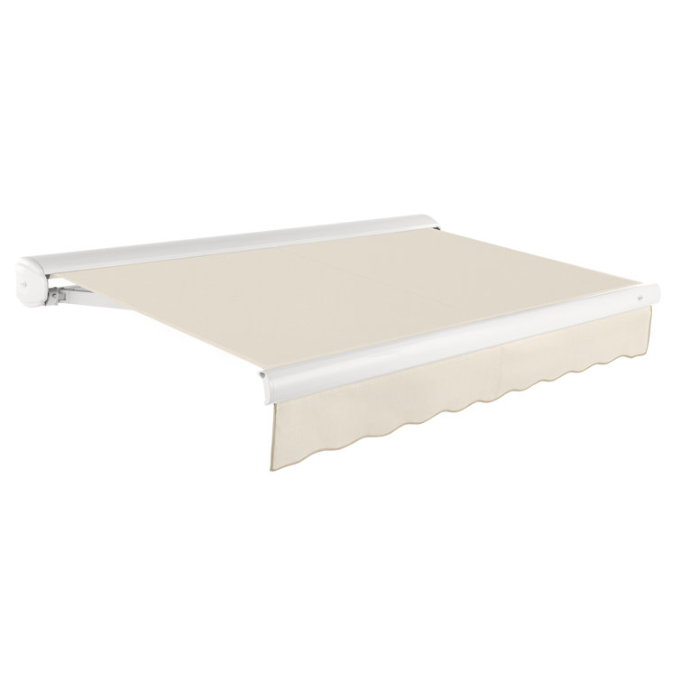 Forest Green and White Full-Cassette Manual Retractable Patio Awning, 10' x 8'