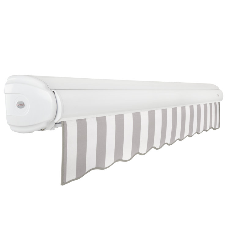 Gray and White Full-Cassette Manual Retractable Patio Awning
