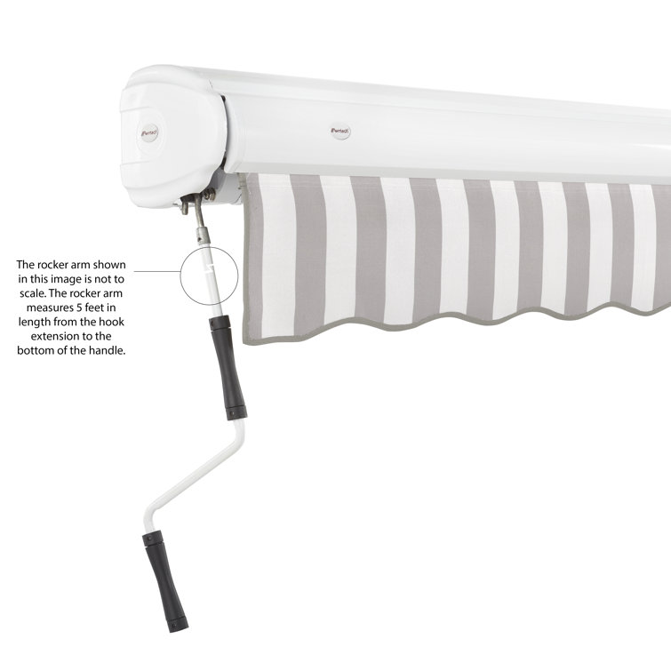Gray and White Full-Cassette Manual Retractable Patio Awning