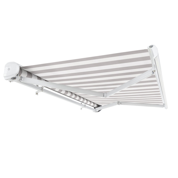 Gray and White Full-Cassette Manual Retractable Patio Awning
