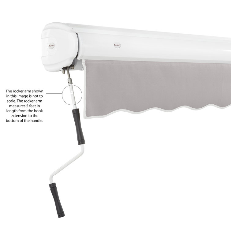 Gray Full-Cassette Manual Retractable Patio Awning, 10' W x 8' Projection