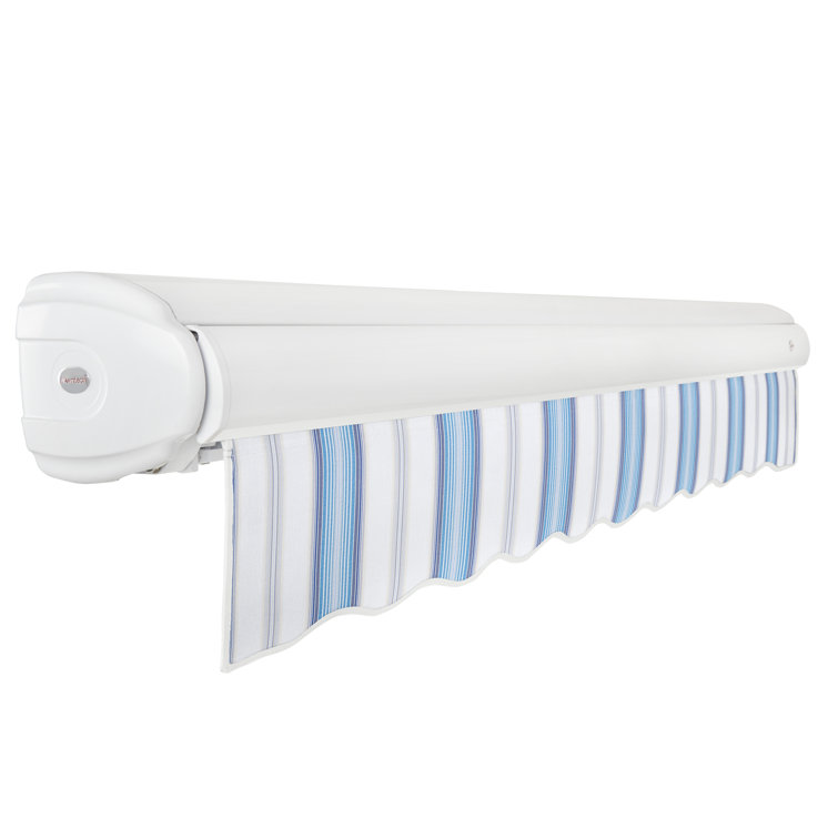 Forest Green and White Full-Cassette Manual Retractable Patio Awning, 10' x 8'