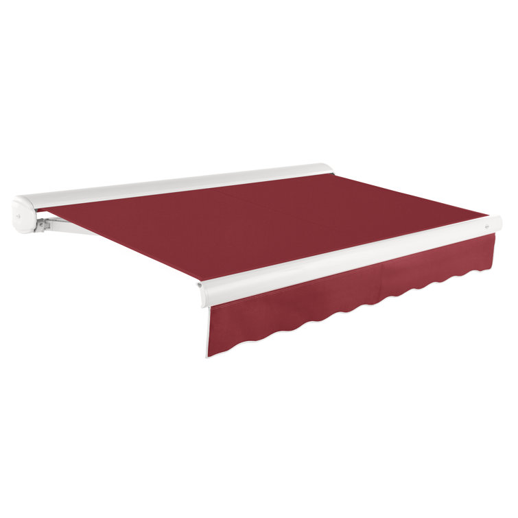 Burgundy 8' Woven Acrylic Retractable Awning with Aluminum Frame