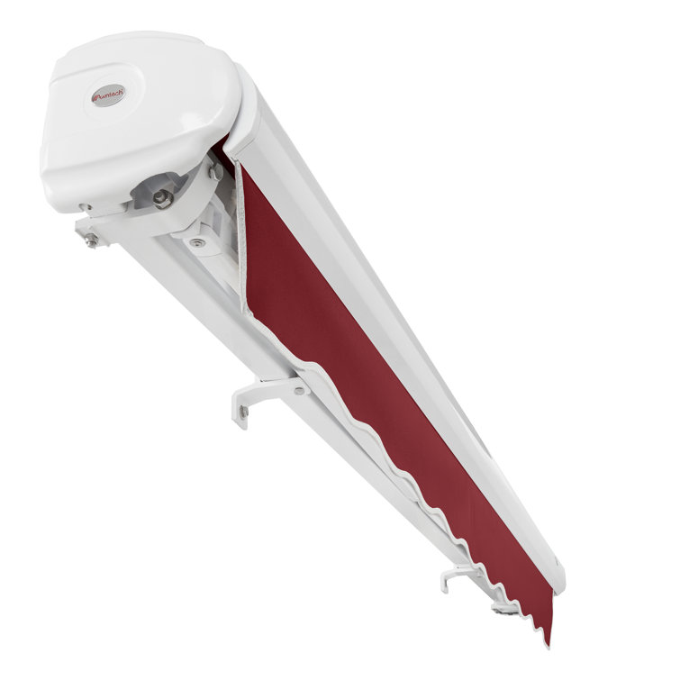 Burgundy 8' Woven Acrylic Retractable Awning with Aluminum Frame