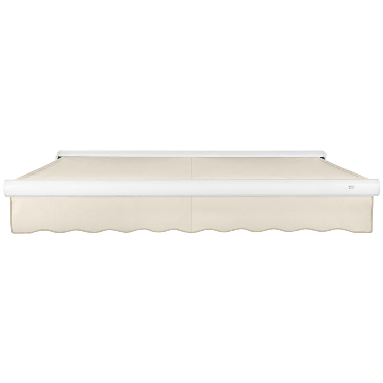 Forest Green and White Full-Cassette Manual Retractable Patio Awning, 10' x 8'