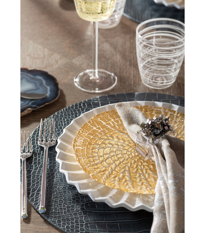 8.5'' Contemporary Gold Crocodile Glass Salad Plate
