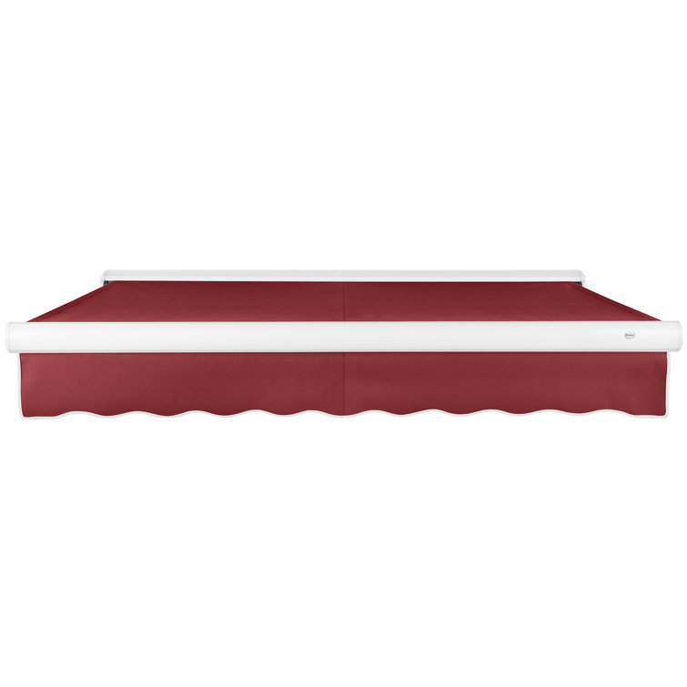 Burgundy 8' Woven Acrylic Retractable Awning with Aluminum Frame
