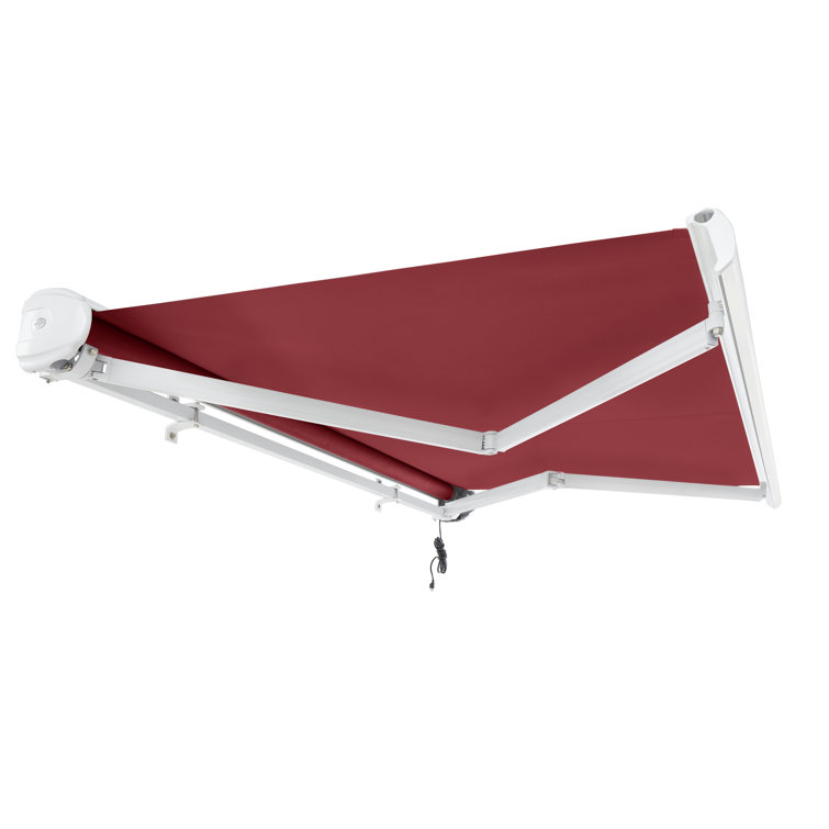 Burgundy 8' Woven Acrylic Retractable Awning with Aluminum Frame