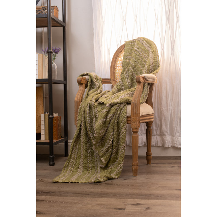 Lemongrass Cotton Basket Weave Knitted Throw Blanket