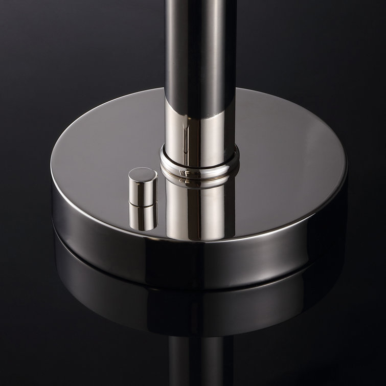 Nickel and White Metal Dome Table Lamp