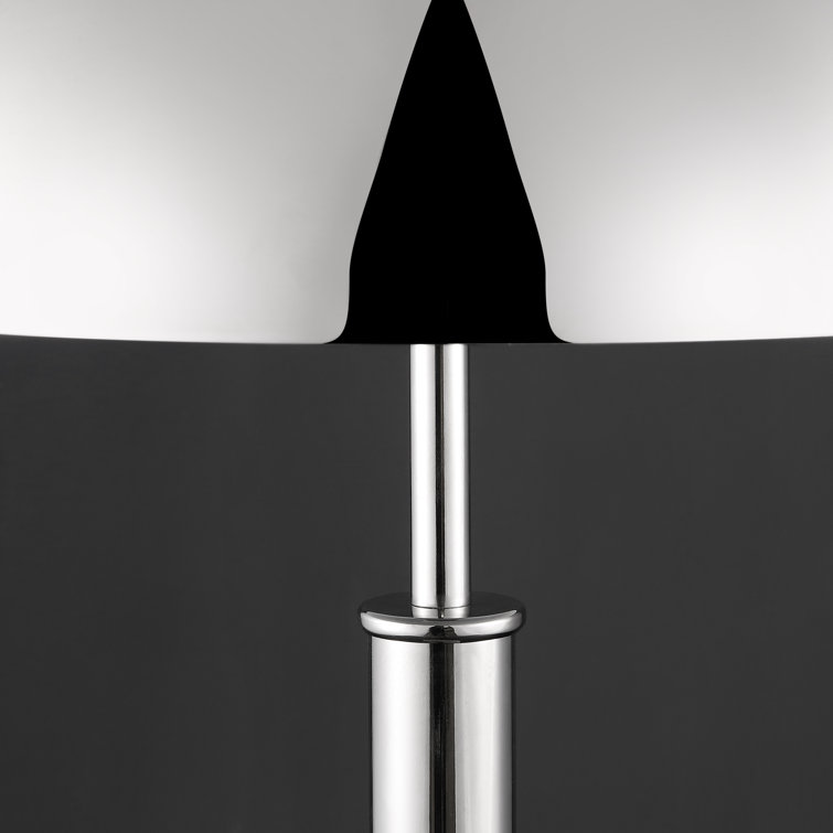 Nickel and White Metal Dome Table Lamp