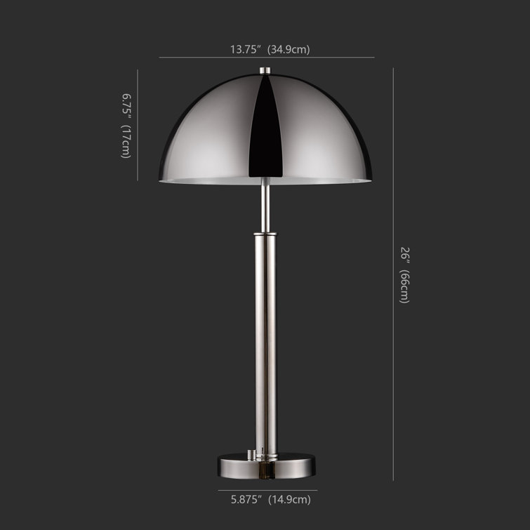 Nickel and White Metal Dome Table Lamp