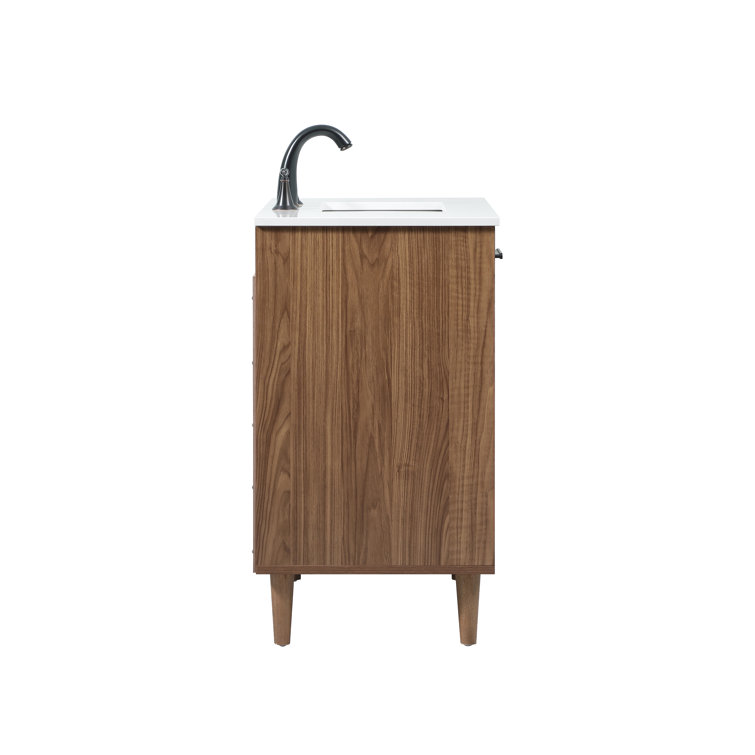 Walnut Freestanding Bathroom Vanity with Porcelain Sink