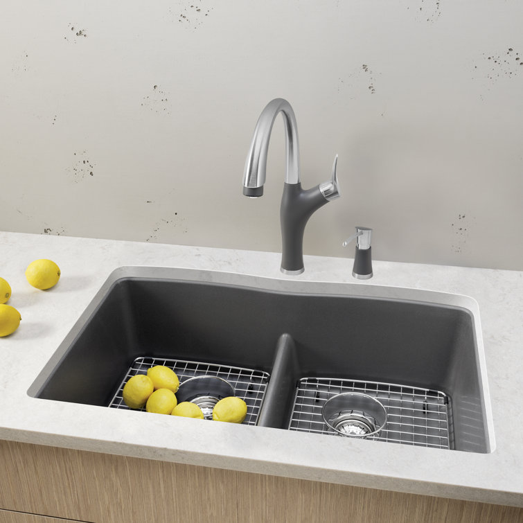 Cinder Stone Double Bowl Undermount Kitchen Sink
