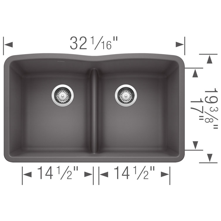 Cinder Stone Double Bowl Undermount Kitchen Sink