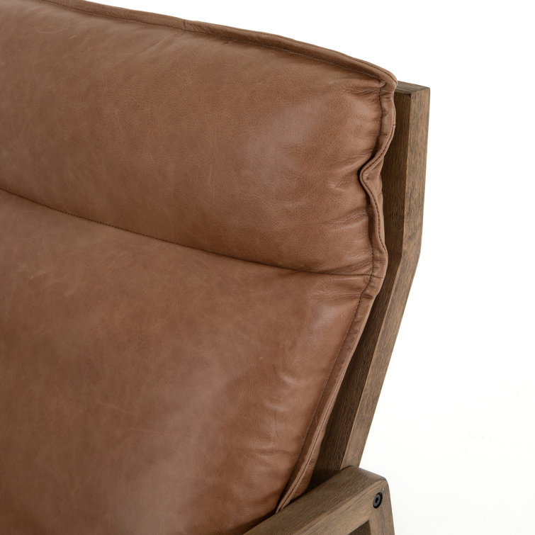 Orion Contemporary 27'' Brown Leather Accent Chair with Ladder-Back