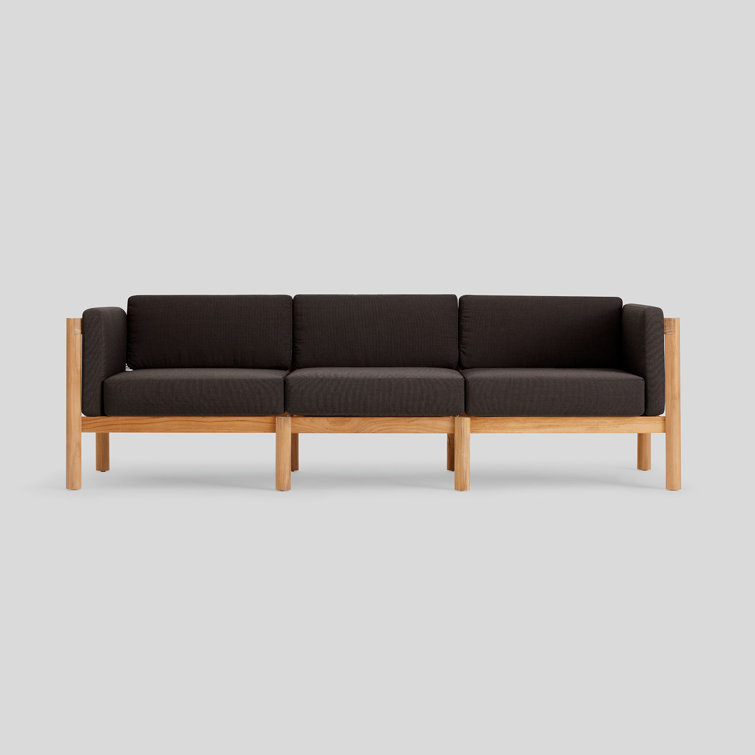 Sunbrella Coal Cushioned Teak Outdoor Sectional Sofa