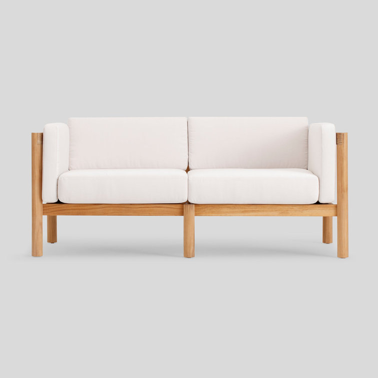 Haven Teak Outdoor Loveseat with Canvas Sunbrella Cushions