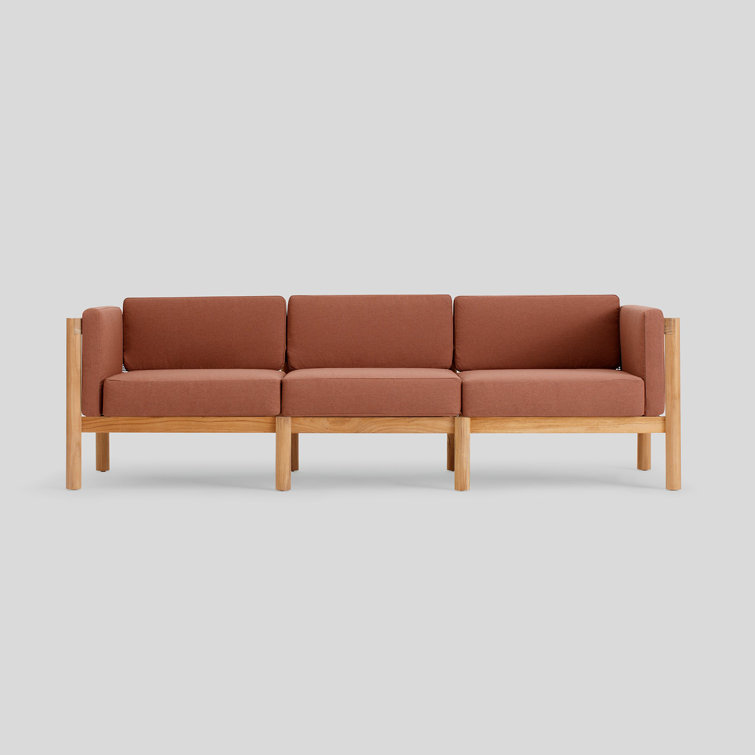 Haven Teak Outdoor Sectional with Rust Sunbrella Cushions