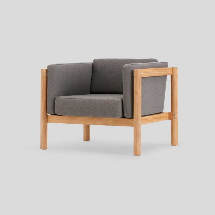 Haven Teak Outdoor Lounge Chair with Gray Sunbrella Cushions