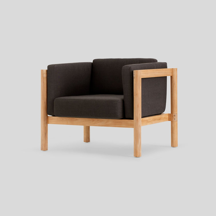 Teak Outdoor Lounge Chair with Coal Sunbrella Cushions