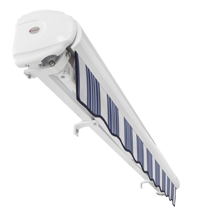 Gunmetal Acrylic Motorized Retractable Patio Awning with Steel Frame
