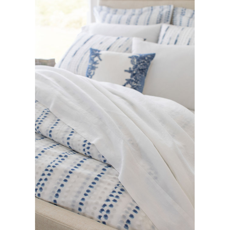 Fair-Trade Blue and White Cotton Dots Full/Queen Duvet Cover