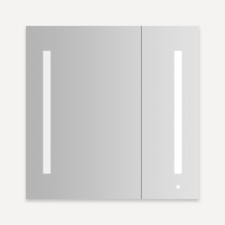 Modern Frameless Rectangular Medicine Cabinet with Interior Mirror and Bluetooth, 30" x 29.25"