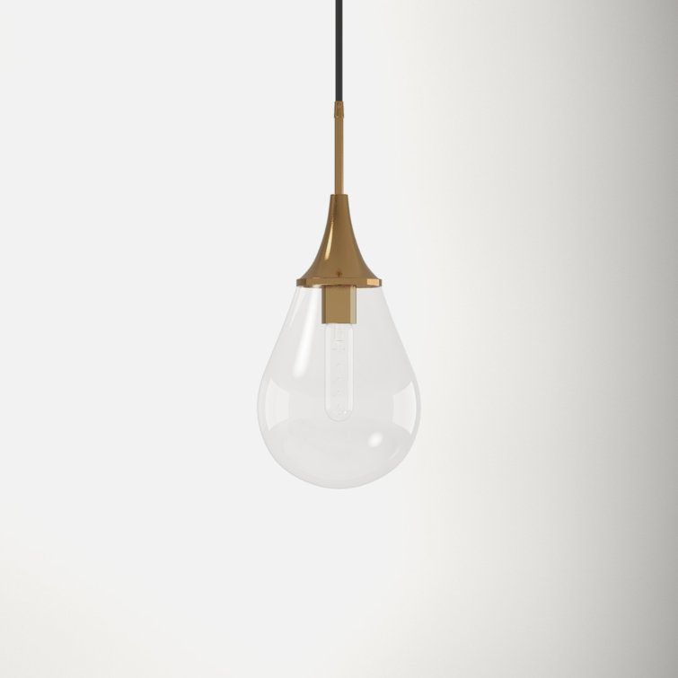 Gold and Clear Glass Teardrop Pendant Light