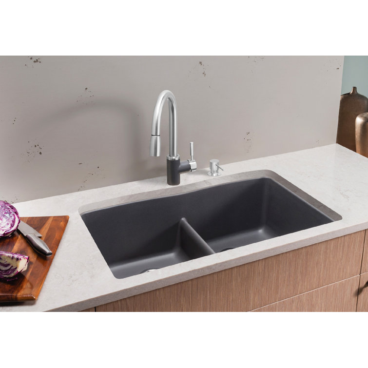 Cinder Stone Double Bowl Undermount Kitchen Sink