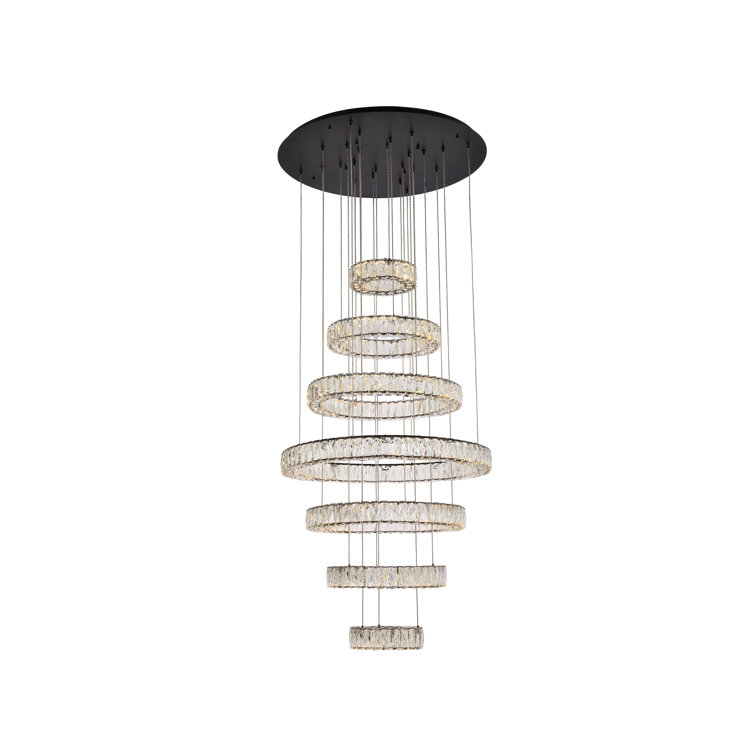 Black Metal and Crystal Tiered LED Chandelier