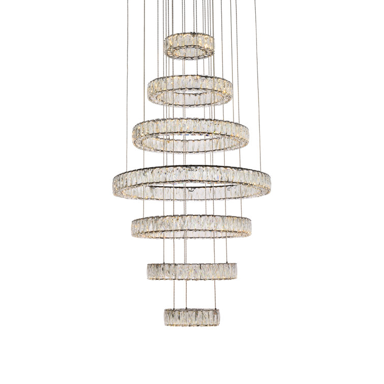 Black Metal and Crystal Tiered LED Chandelier