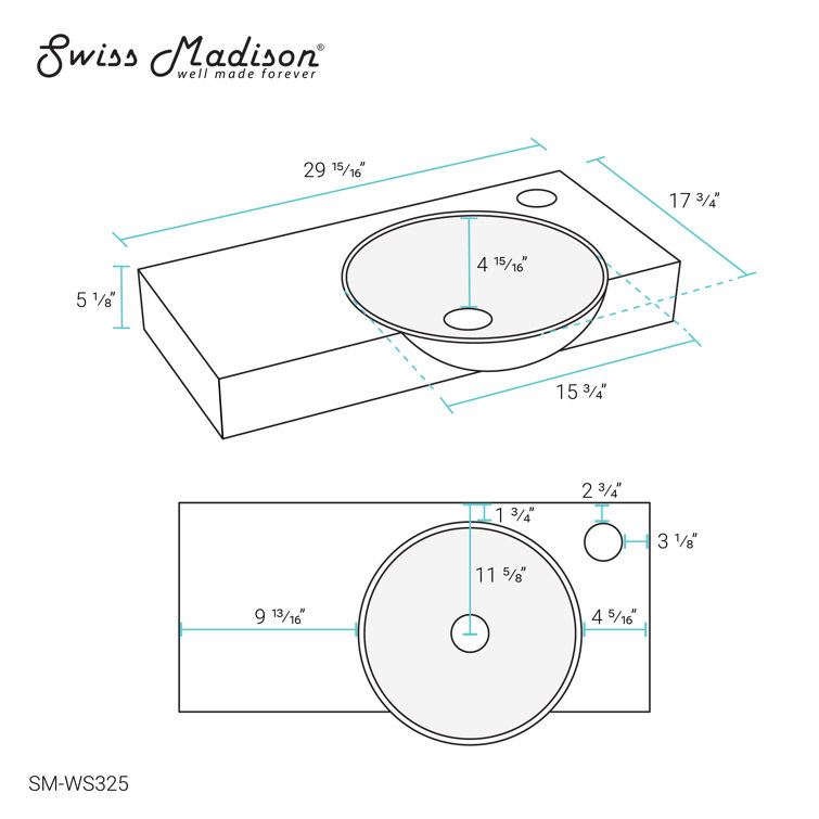 Chateau 30" Glossy White Ceramic Wall-Mount Bathroom Sink