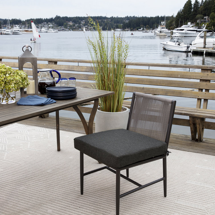 Ink Charcoal Black Recycled Fabric Outdoor Dining Chair Cushion