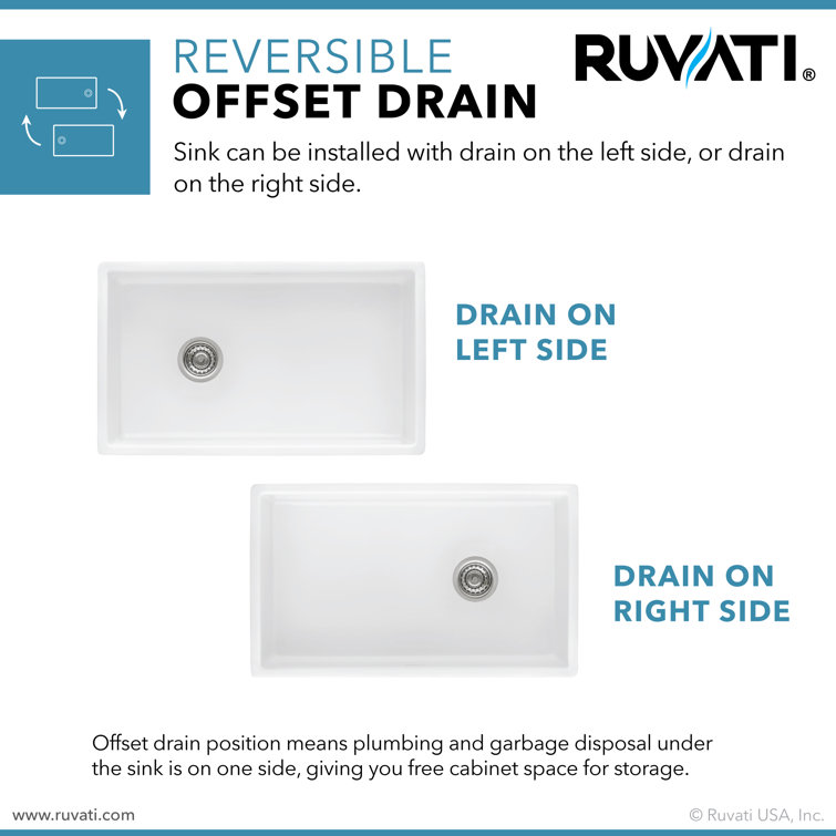 Ruvati 30-Inch White Fireclay Farmhouse Kitchen Sink