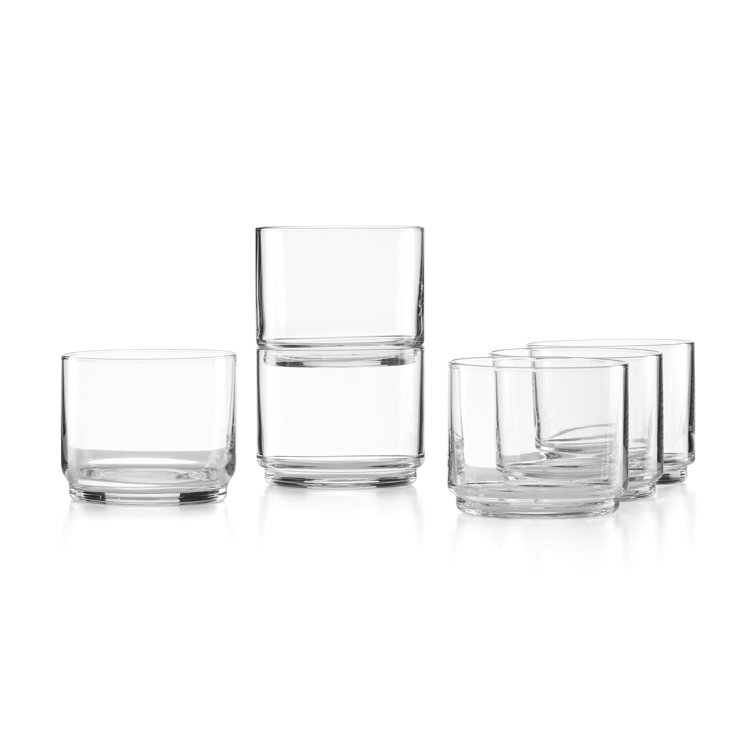 Clear Stackable Short Drinking Glasses Set of Six