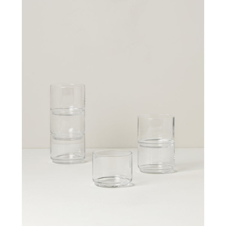 Clear Stackable Short Drinking Glasses Set of Six