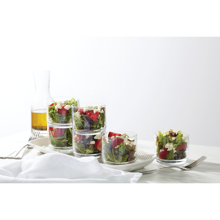 Clear Stackable Short Drinking Glasses Set of Six
