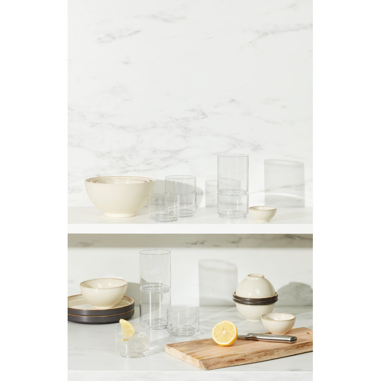 Clear Stackable Short Drinking Glasses Set of Six