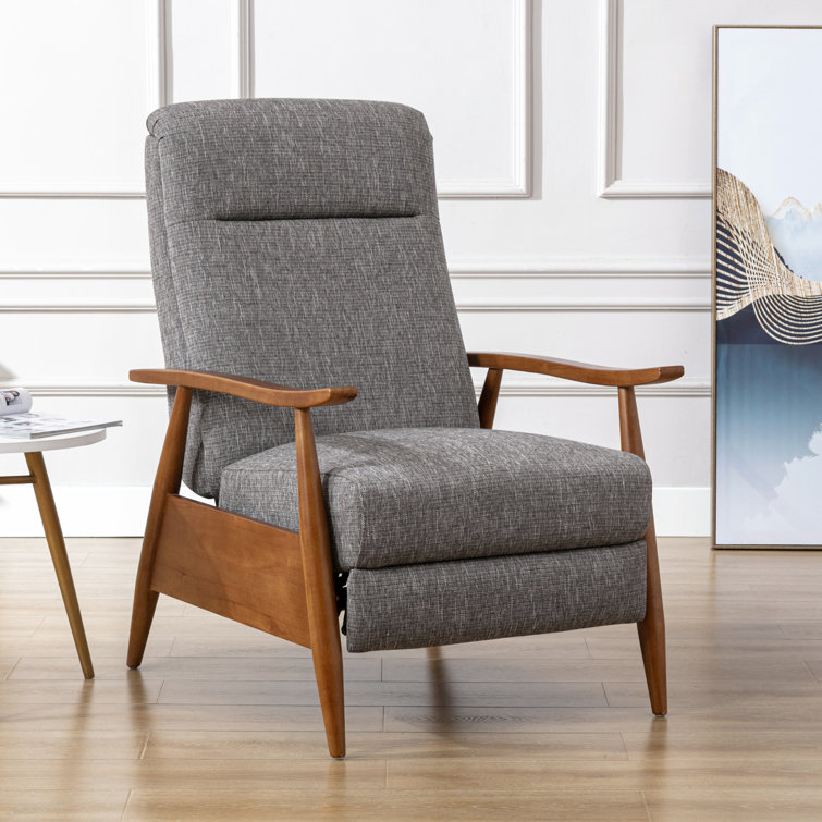 Terni Ashen Grey Performance Fabric Mid-Century Modern Recliner