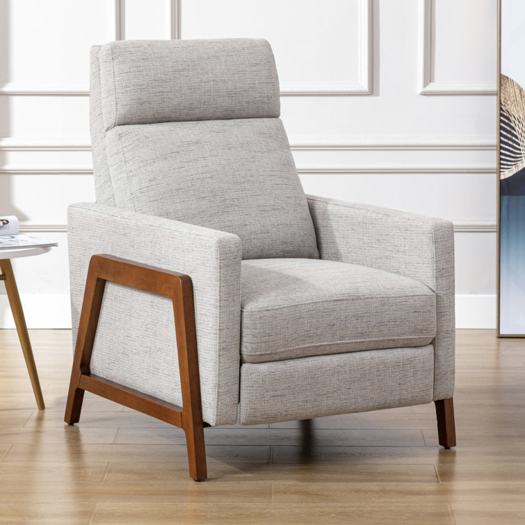 Veneto Sea Oat Performance Fabric Mid-Century Modern Recliner