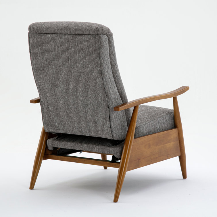 Terni Ashen Grey Performance Fabric Mid-Century Modern Recliner