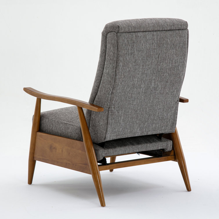 Terni Ashen Grey Performance Fabric Mid-Century Modern Recliner