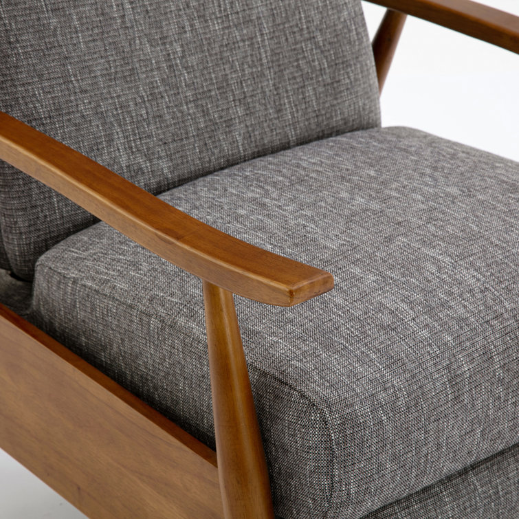 Terni Ashen Grey Performance Fabric Mid-Century Modern Recliner
