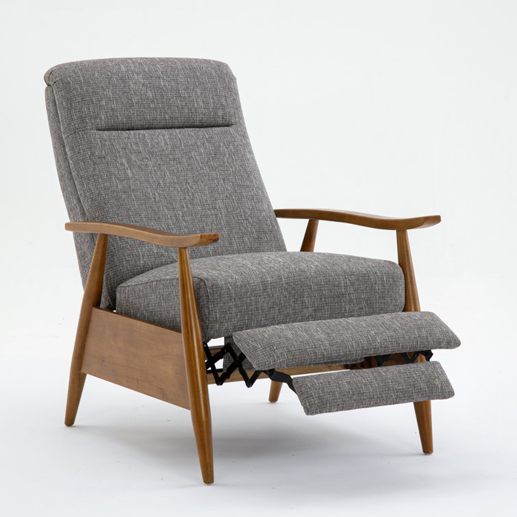 Terni Ashen Grey Performance Fabric Mid-Century Modern Recliner