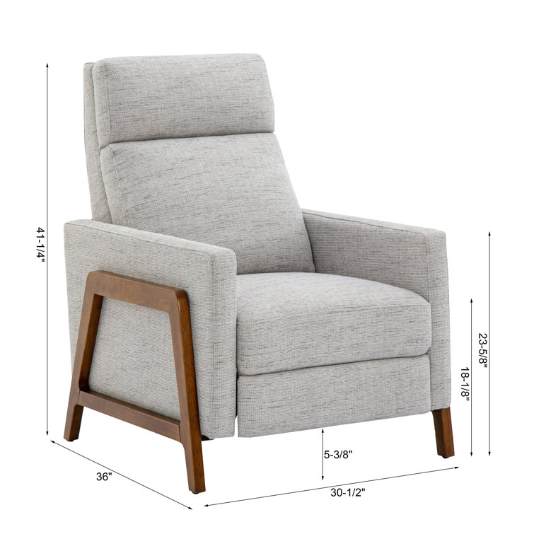 Veneto Sea Oat Performance Fabric Mid-Century Modern Recliner