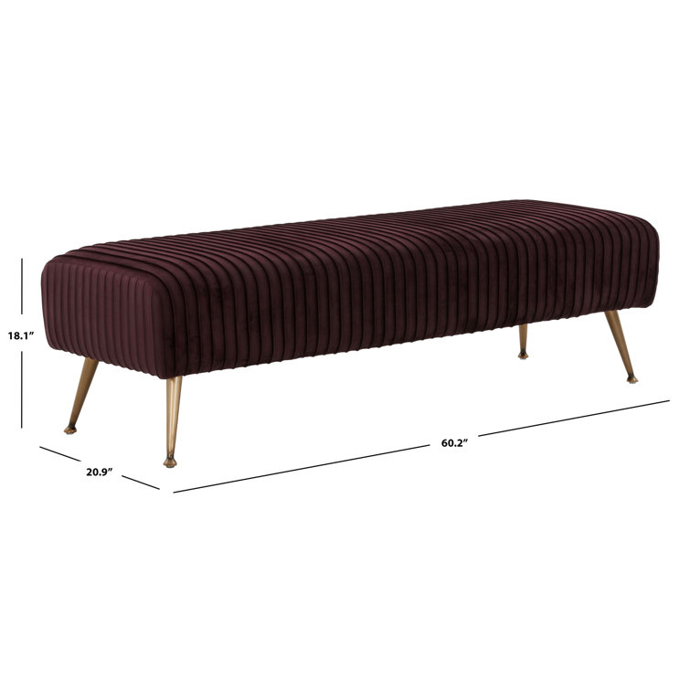 Giotto Cabernet Velvet Bench with Brass Legs