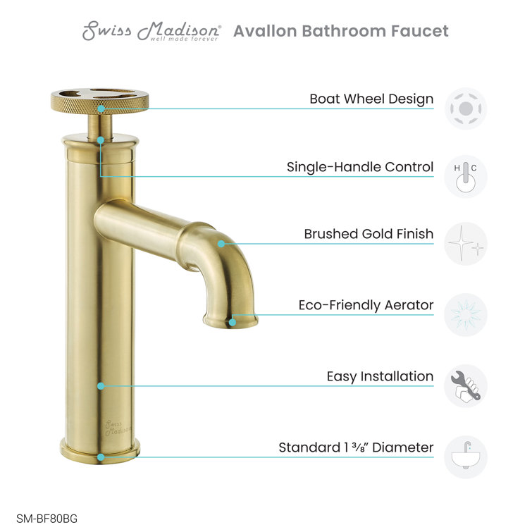 Avallon Brushed Gold Single-Handle Bathroom Faucet