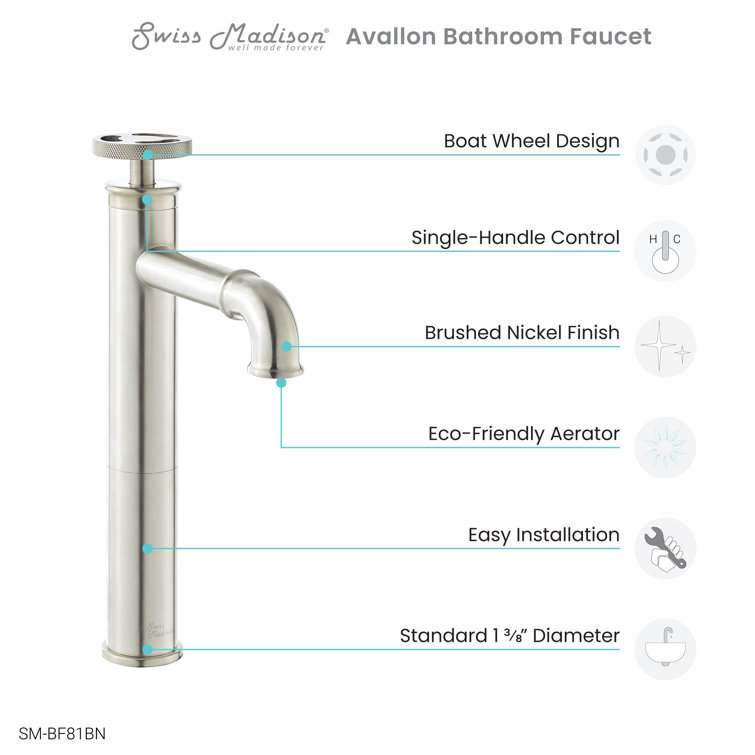 Brushed Nickel High Arc Single Handle Bathroom Faucet