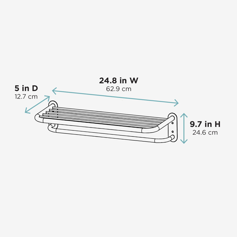 Zenith Chrome Wall Mounted Hotel Style Towel Shelf